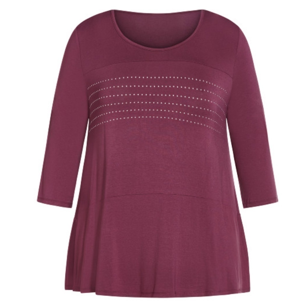 Avenue Plum Heat Stud Embellished Top Size 16 (R23.5)